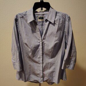 Riders by Lee Women's 3/4 Sleeve Button Front Shirt Size XL Stripes Easy Care